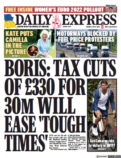 Daily Express Newspaper Front Page (UK) for 5 July 2022
