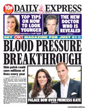 Daily Express (UK) Newspaper Front Page for 5 August 2013
