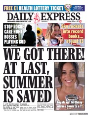 Daily Express (UK) Newspaper Front Page for 5 August 2021