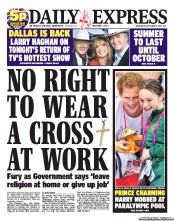 Daily Express (UK) Newspaper Front Page for 5 September 2012