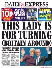 Daily Express (UK) Newspaper Front Page for 6 October 2016