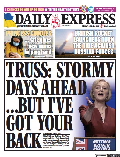 Daily Express Newspaper Front Page (UK) for 6 October 2022