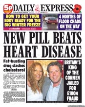 Daily Express Newspaper Front Page (UK) for 6 November 2012