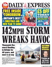Daily Express (UK) Newspaper Front Page for 6 December 2013