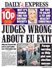 Daily Express (UK) Newspaper Front Page for 6 December 2016