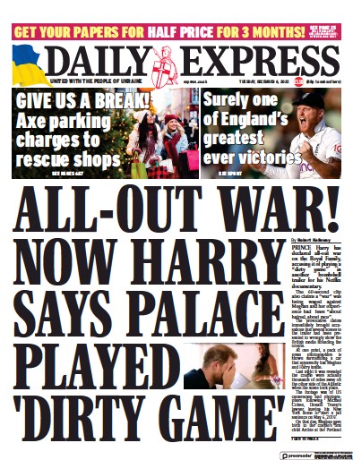Daily Express Newspaper Front Page (UK) for 6 December 2022