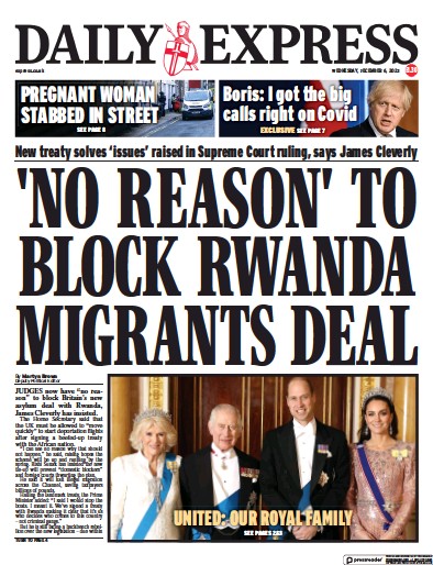 Daily Express Newspaper Front Page (UK) for 6 December 2023