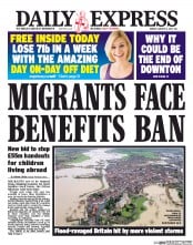 Daily Express (UK) Newspaper Front Page for 6 January 2014