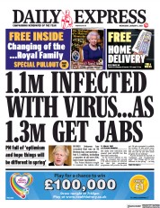 Daily Express (UK) Newspaper Front Page for 6 January 2021