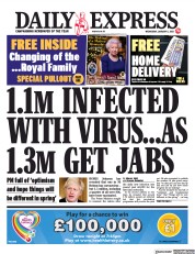 Daily Express (UK) Newspaper Front Page for 6 January 2021