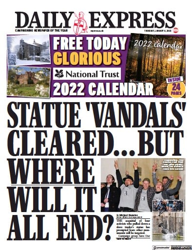 Daily Express Newspaper Front Page (UK) for 6 January 2022