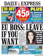 Daily Express (UK) Newspaper Front Page for 6 February 2016