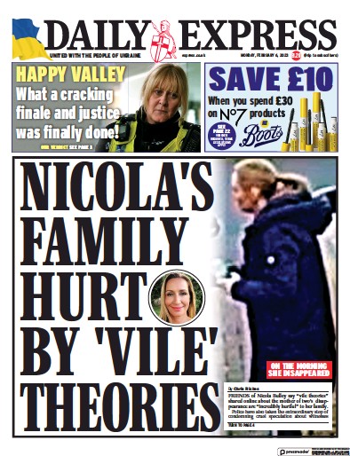 Daily Express Newspaper Front Page (UK) for 6 February 2023
