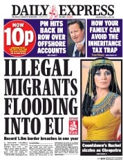 Daily Express (UK) Newspaper Front Page for 6 April 2016