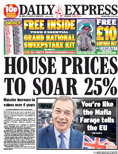 Daily Express Newspaper Front Page (UK) for 6 April 2017