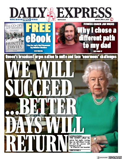 Daily Express Newspaper Front Page (UK) for 6 April 2020
