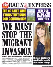 Daily Express (UK) Newspaper Front Page for 6 June 2013