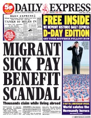 Daily Express (UK) Newspaper Front Page for 6 June 2014