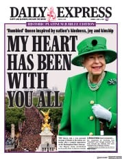 Daily Express (UK) Newspaper Front Page for 6 June 2022