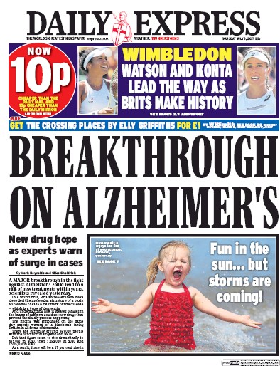 Daily Express Newspaper Front Page (UK) for 6 July 2017