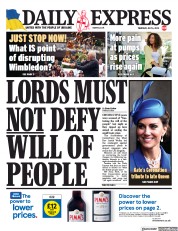 Daily Express (UK) Newspaper Front Page for 6 July 2023