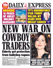 Daily Express (UK) Newspaper Front Page for 6 August 2013