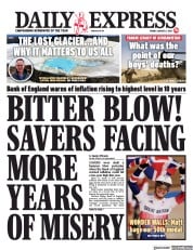 Daily Express (UK) Newspaper Front Page for 6 August 2021