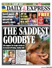 Daily Express front page for 6 August 2022