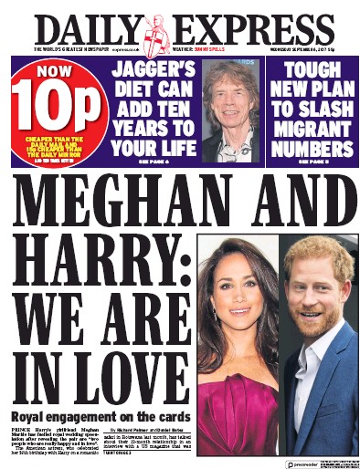 Daily Express Newspaper Front Page (UK) for 6 September 2017