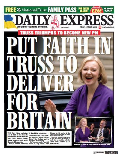 Daily Express Newspaper Front Page (UK) for 6 September 2022