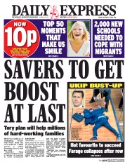 Daily Express (UK) Newspaper Front Page for 7 October 2016