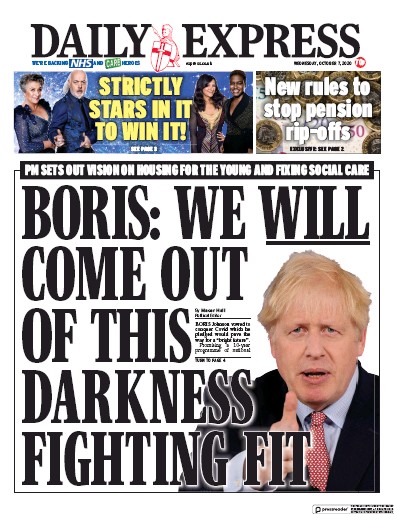 Daily Express Newspaper Front Page (UK) for 7 October 2020