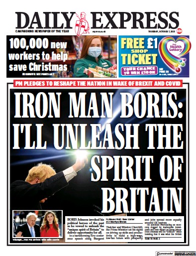 Daily Express Newspaper Front Page (UK) for 7 October 2021
