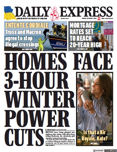 Daily Express Newspaper Front Page (UK) for 7 October 2022