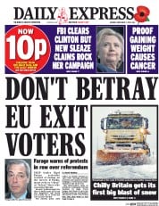 Daily Express (UK) Newspaper Front Page for 7 November 2016