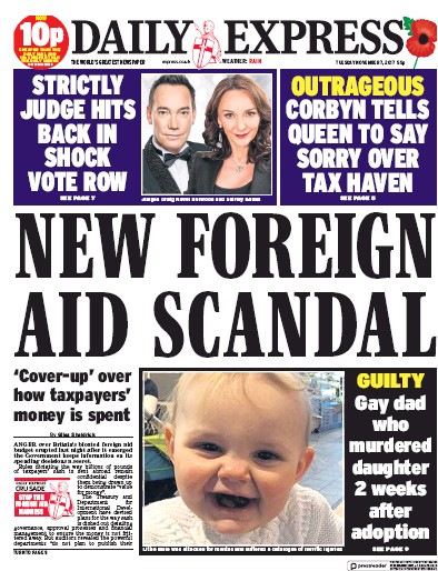 Daily Express Newspaper Front Page (UK) for 7 November 2017
