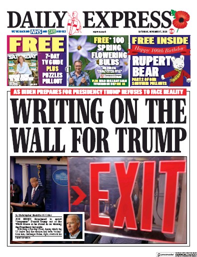 Daily Express Newspaper Front Page (UK) for 7 November 2020