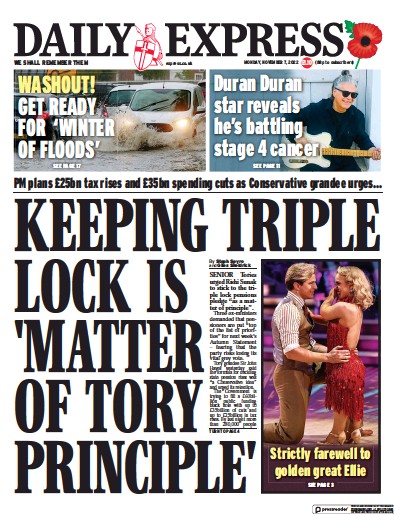 Daily Express Newspaper Front Page (UK) for 7 November 2022