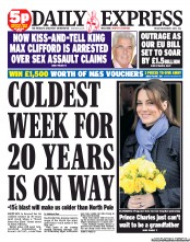 Daily Express (UK) Newspaper Front Page for 7 December 2012