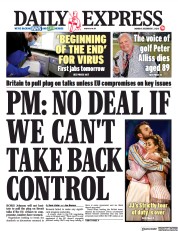 Daily Express (UK) Newspaper Front Page for 7 December 2020