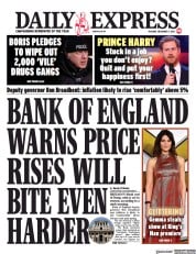 Daily Express (UK) Newspaper Front Page for 7 December 2021