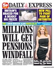 Daily Express Newspaper Front Page (UK) for 7 January 2014