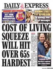 Daily Express (UK) Newspaper Front Page for 7 January 2022