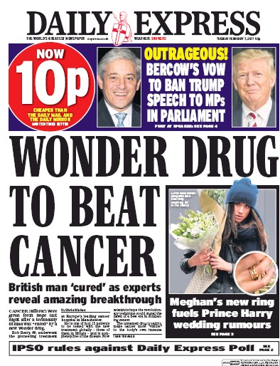 Daily Express Newspaper Front Page (UK) for 7 February 2017