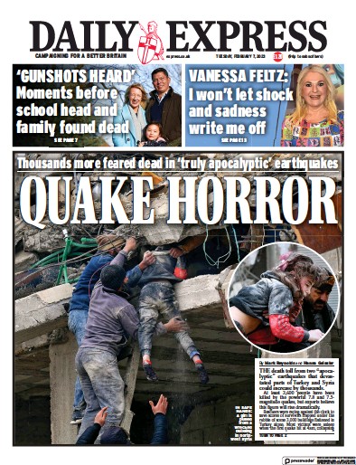 Daily Express Newspaper Front Page (UK) for 7 February 2023