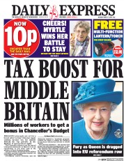 Daily Express (UK) Newspaper Front Page for 7 March 2016