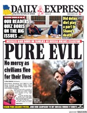 Daily Express (UK) Newspaper Front Page for 7 March 2022