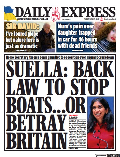 Daily Express Newspaper Front Page (UK) for 7 March 2023