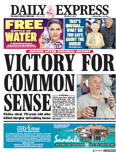 Daily Express Newspaper Front Page (UK) for 7 April 2018