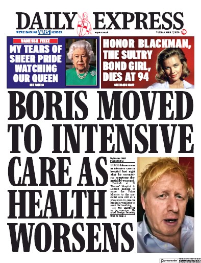 Daily Express Newspaper Front Page (UK) for 7 April 2020